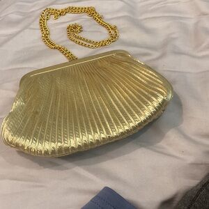 Gold Shell Clutch Bag